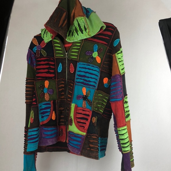 Rising International Jackets & Blazers - Rising International Womens XL hoodie hippie zip